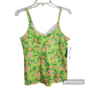 NWT Lilly Pulitzer Cami PJ Tank Top Yellow Lemon Sorbet Monkey Elephant Medium